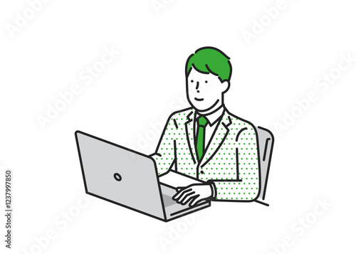 パソコンで仕事する男性ビジネス