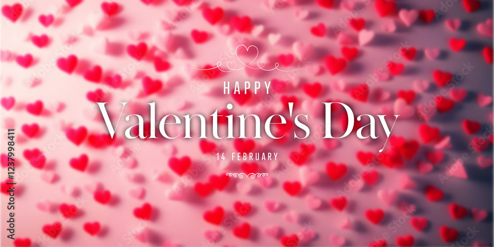 Colorful Happy Valentines Day Banner WIth Love Hearts And Copy Space Colorful Happy Valentines Day Banner WIth Love Hearts And Copy Space