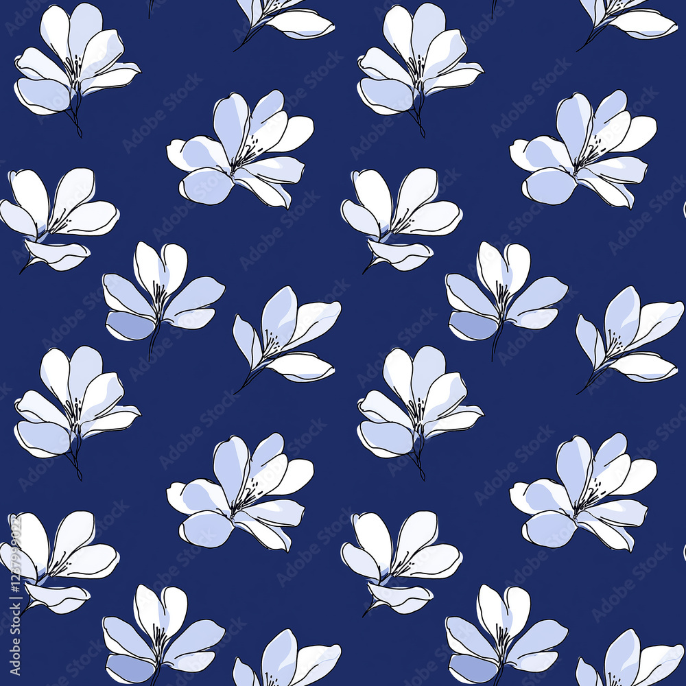 Obraz premium Seamless minimal modern floral pattern. botanical seamless.