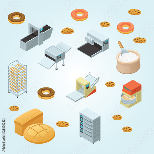 colored infographic bakery grain factory 3d 