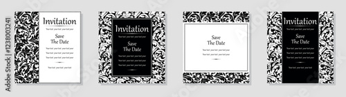 Set of abstract floral patterns. Vector seamless backgrounds. Perfect for invitations or announcements