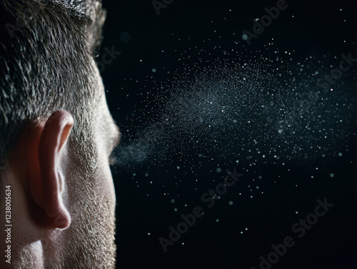 Mysterious particles dispersing from ear, showcasing unique filtering function photo