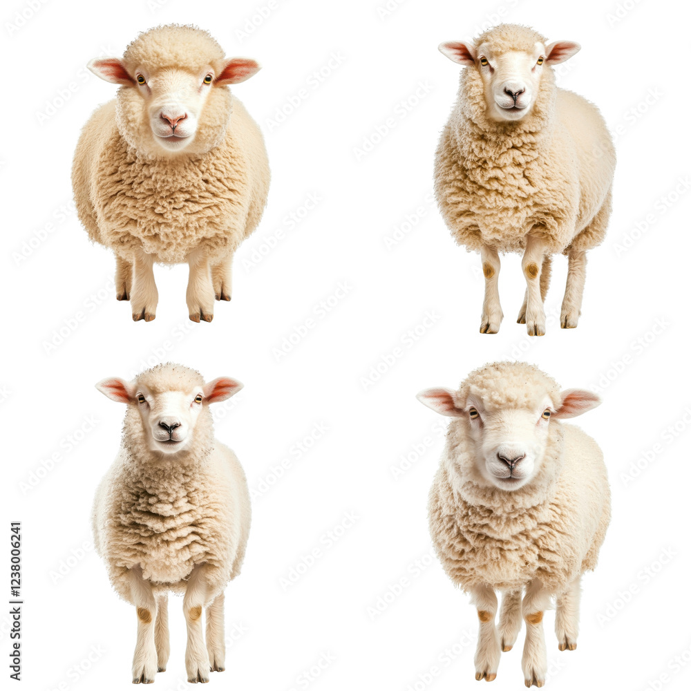Fototapeta premium Sheep isolated on a white background. Collection cutout png.