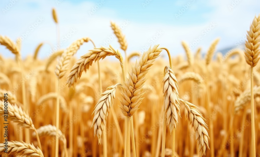 Golden wheat field under blue sky Golden wheat field under blue sky