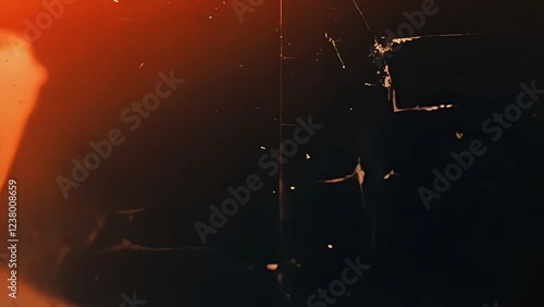 Abstract Filmy Dust Textured in Warm Orange-Red and Black Background