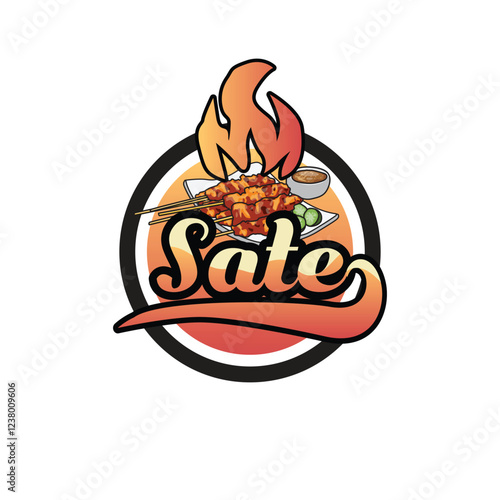 Sate indonesia food vintage logo template graphic
