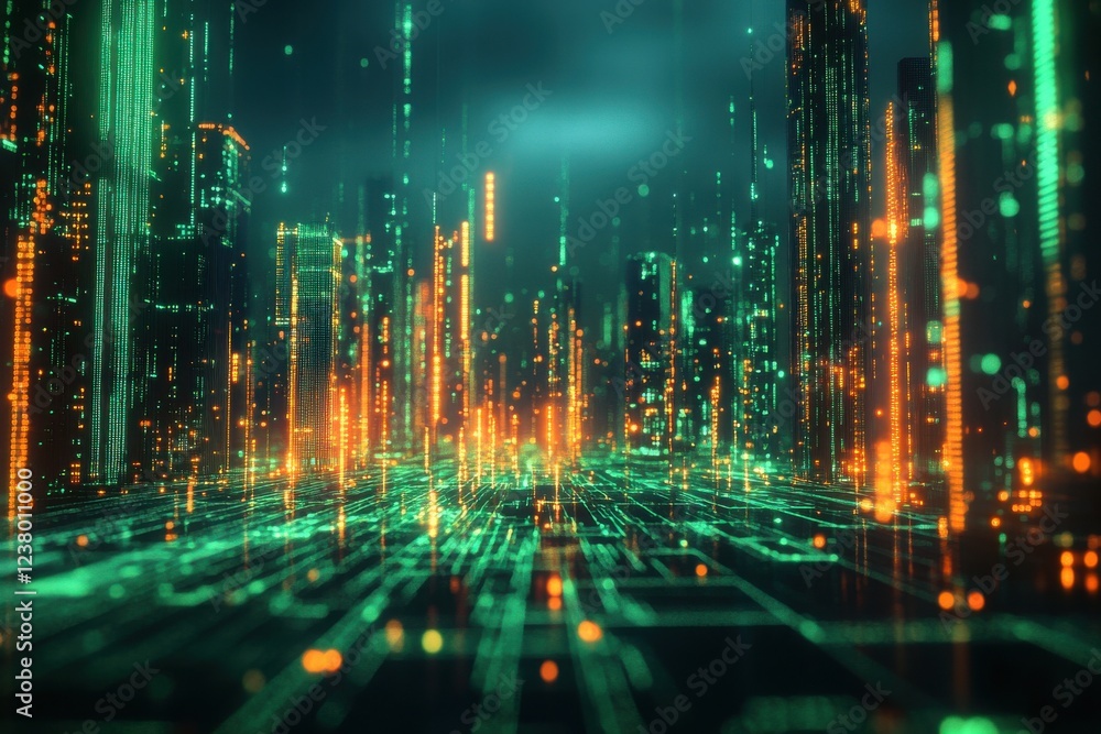 Futuristic digital cityscape virtual reality environment 3d visualization cyberpunk aesthetic high angle view tech innovation Futuristic digital cityscape virtual reality environment 3d visualization cyberpunk aesthetic high angle view tech innovation