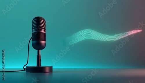 Retro Microphone with Abstract Sound Wave Design