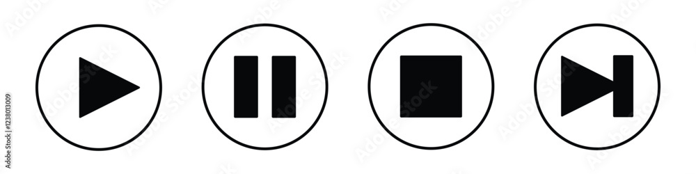 Media player flat buttons icon set vector. Media player flat buttons icon set vector.