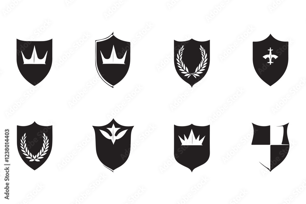 Elegant Heraldic Shield Emblems Elegant Heraldic Shield Emblems