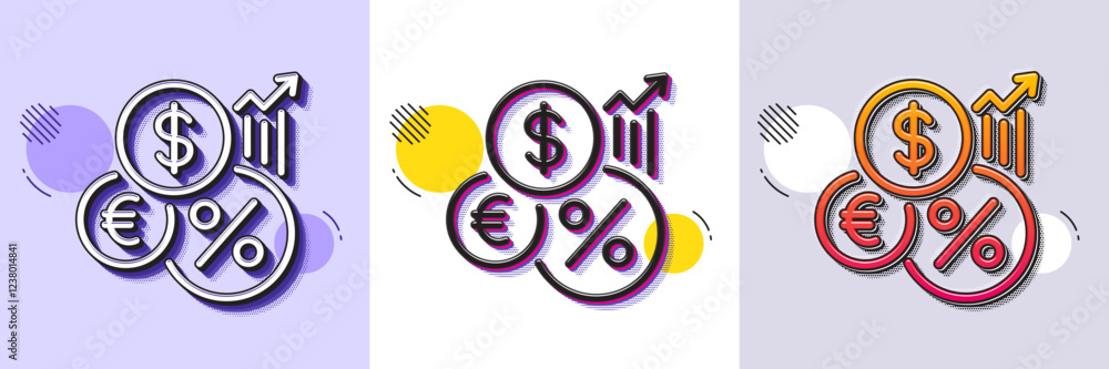 Inflation line icon. Halftone dotted pattern. Gradient icon with grain shadow. Money tax rate sign. Financial interest symbol. Line inflation icon. Various designs. Vector Inflation line icon. Halftone dotted pattern. Gradient icon with grain shadow. Money tax rate sign. Financial interest symbol. Line inflation icon. Various designs. Vector