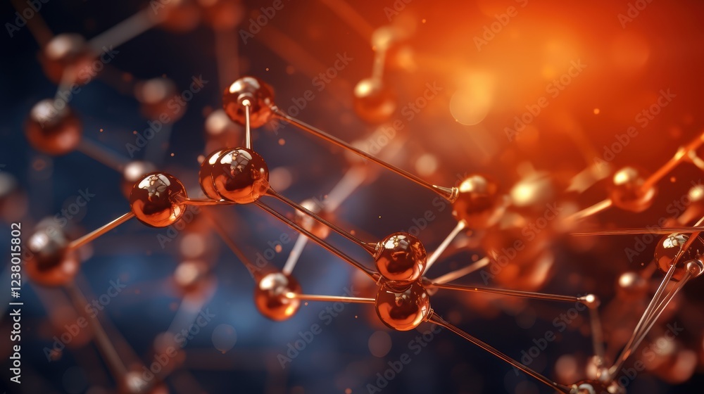 Obraz premium molecule or atom, Abstract structure for Science or medical background, 3d illustration, science, atom, abstract, chemistry, structure, blue, chemical, background