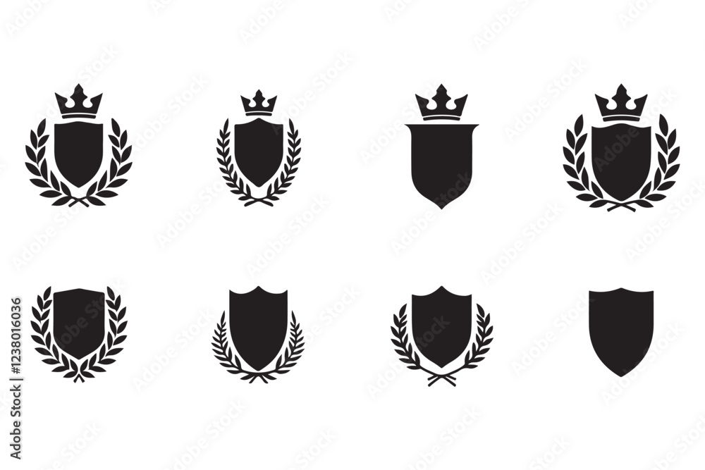 Elegant Heraldic Shield Emblems Elegant Heraldic Shield Emblems