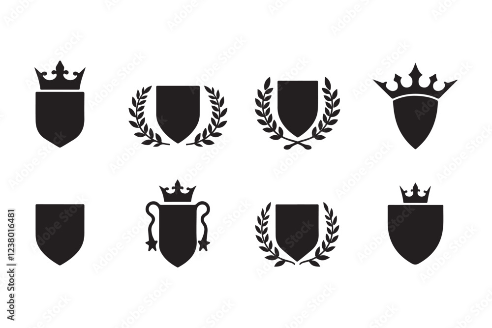 Elegant Heraldic Shield Emblems Elegant Heraldic Shield Emblems