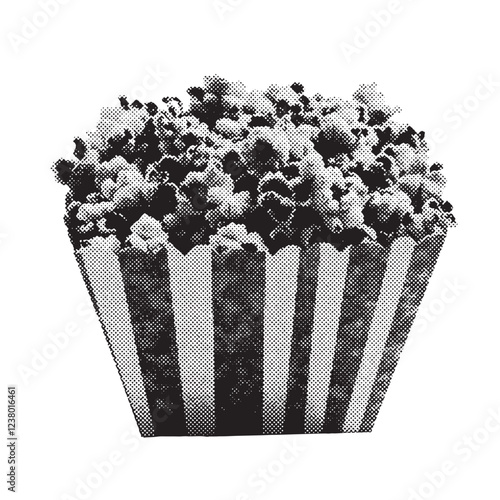 popcorn 1980s and 1990s vintage halftone grunge vector design element