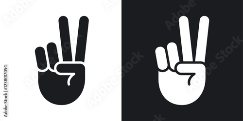 Hand peace vector icon set in solid style.