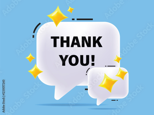 Thank You message in speech bubble isolated on background. Gratitude banner design. Ideal for appreciation post, customer service, social media, etc. Vector illustration
