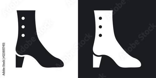 Heeled Boot vector icon set in solid style.