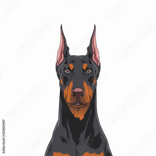 Anime-Style Vector Illustration of a Doberman Pinscher