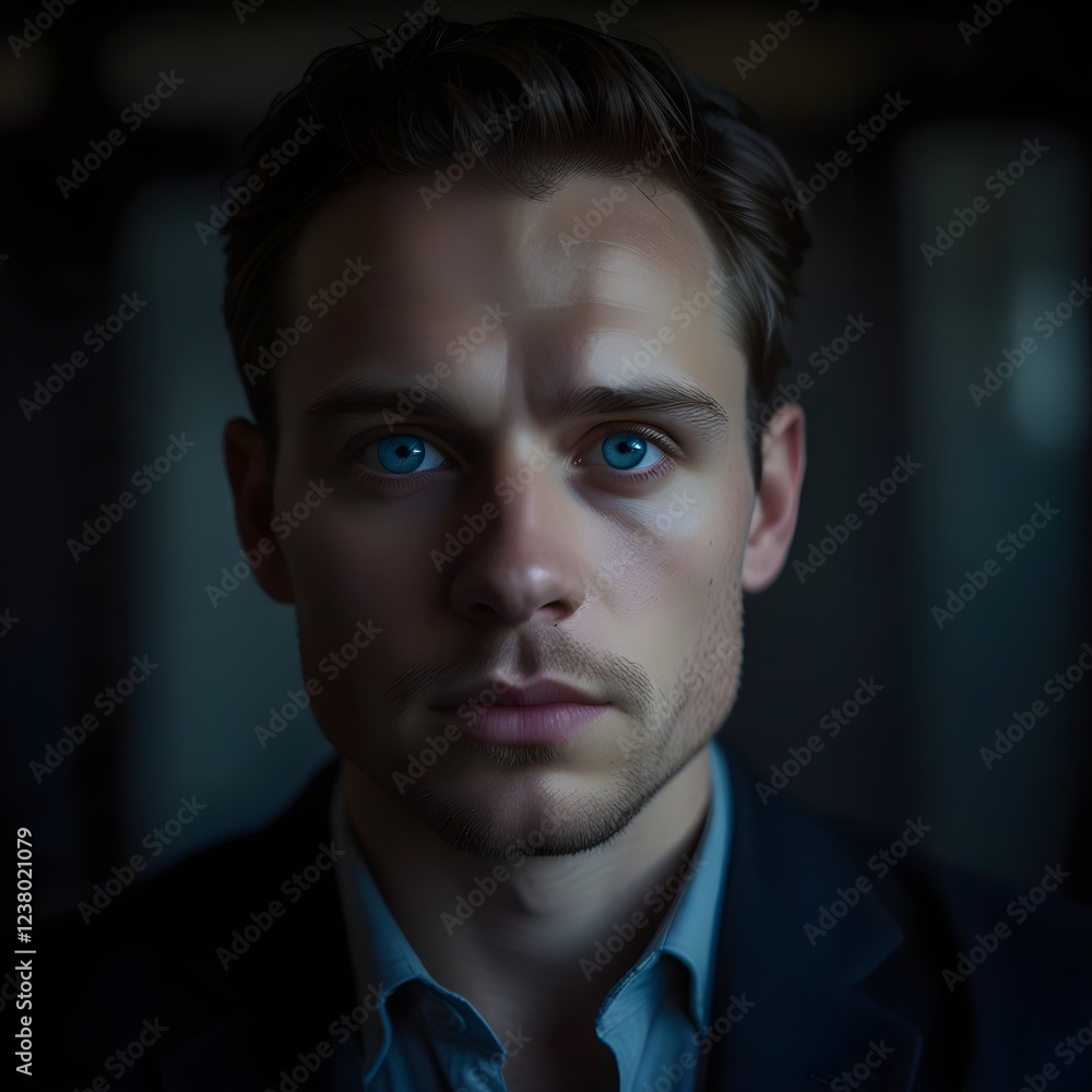 A businessman with piercing blue eyes dressed in formal attire. His composed and confident look, along with the professional lighting, gives the portrait a polished and sophisticated feel.
A businessman with piercing blue eyes dressed in formal attire. His composed and confident look, along with the professional lighting, gives the portrait a polished and sophisticated feel.