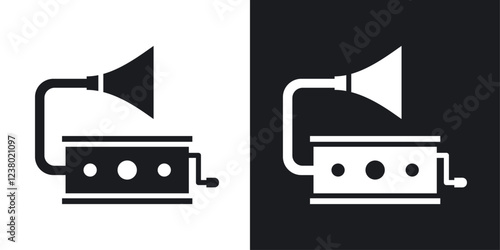 Gramophone vector icon set in solid style.