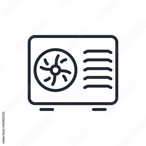 AC compressor editable stroke outline icon isolated on white background flat vector illustration. Pixel perfect. 64 x 64.