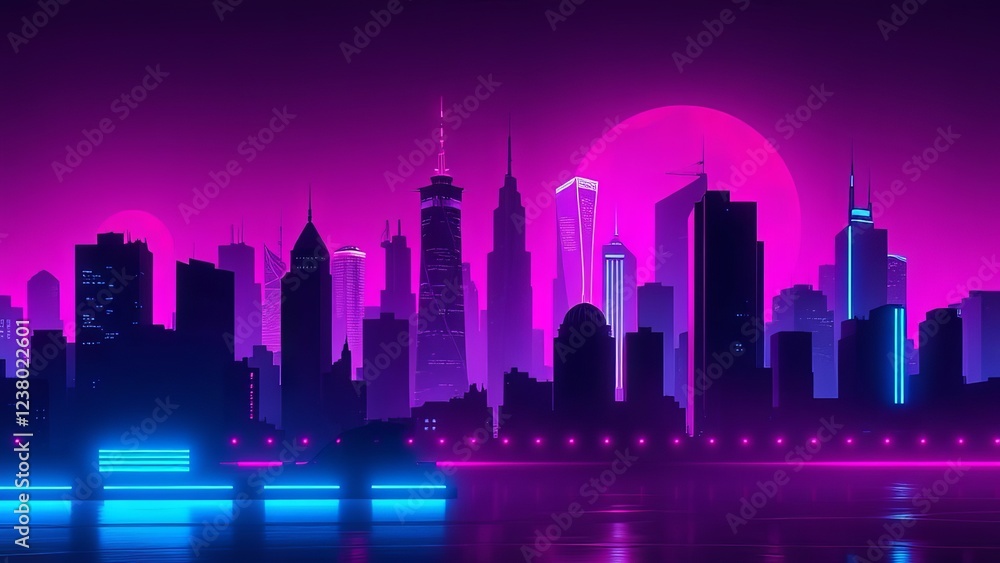 Neon Cityscape: Futuristic Metropolis at Night Neon Cityscape: Futuristic Metropolis at Night