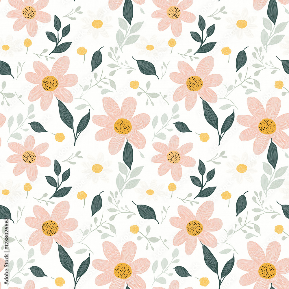 Seamless minimal modern floral pattern. botanical seamless.