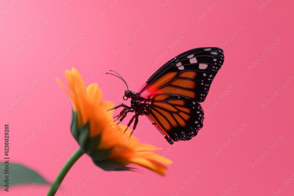 Fototapeta premium Monarch butterfly resting on vibrant flower