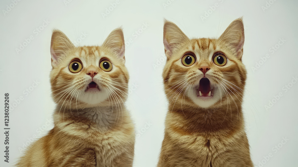 Funny domestic cats isolated on white background - abstract emblem. Jpeg version also available Funny domestic cats isolated on white background - abstract emblem. Jpeg version also available