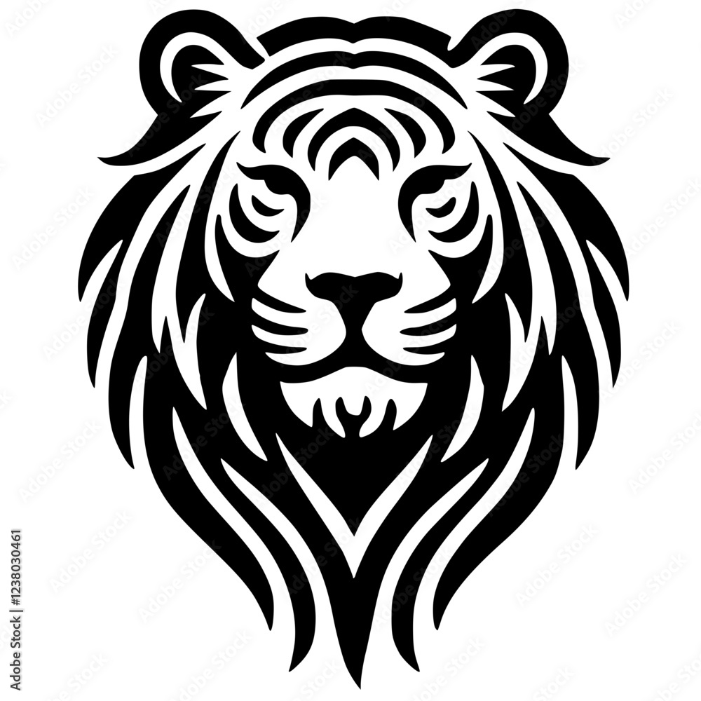 Portrait silhouette of a combination of a lion and a tiger Portrait silhouette of a combination of a lion and a tiger