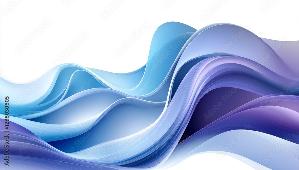 Fototapeta premium Abstract Flowing Blue Ribbon Effect on White Background, Modern Digital Art. Vector Illustration