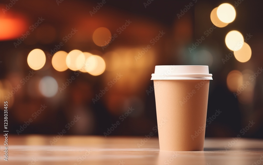 A photo of an unbranded brown kraft paper coffee cup with a white plastic lid A photo of an unbranded brown kraft paper coffee cup with a white plastic lid