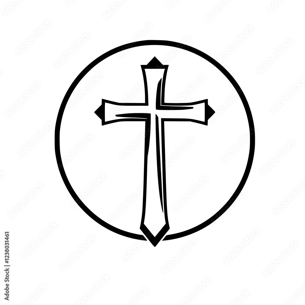 Elegant Black Cross in Circle: A Symbol of Faith and Spirituality Elegant Black Cross in Circle: A Symbol of Faith and Spirituality
