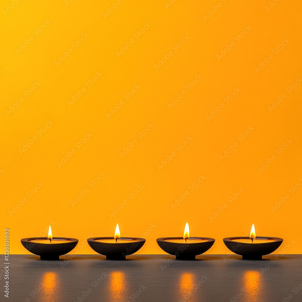 Diwali Diyas on Minimalist Gradient Background: Clean Lines and Warm Tones