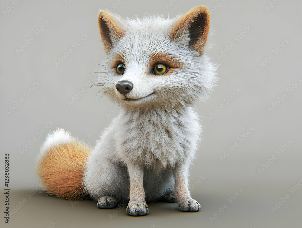 Obraz premium Adorable Fox Sitting Pretty in 3D