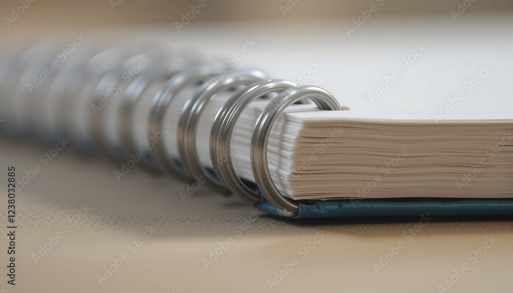 Spiral notebook with clean pages positioned on a wooden surface Spiral notebook with clean pages positioned on a wooden surface