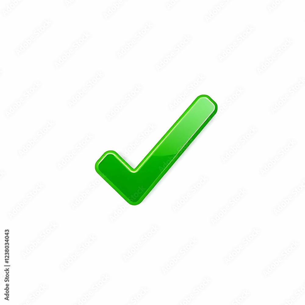 A shiny, green checkmark symbol on a white background, indicating approval or correctness. A shiny, green checkmark symbol on a white background, indicating approval or correctness.