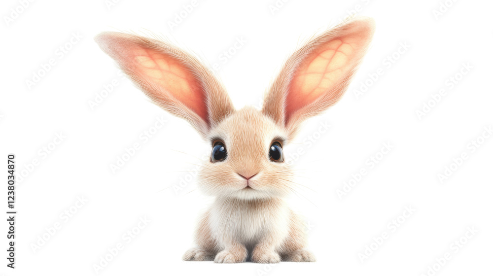 Adorable fluffy bunny sitting with ears raised on transparent background Adorable fluffy bunny sitting with ears raised on transparent background