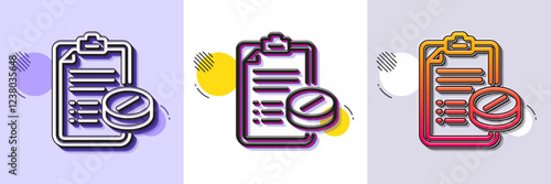 Medical prescription line icon. Halftone dotted pattern. Gradient icon with grain shadow. Medicine pills sign. Pharmacy medication symbol. Line medical prescription icon. Various designs. Vector