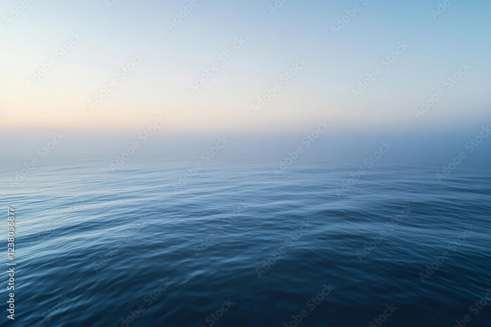Fototapeta premium Sunset over calm ocean waters creates a serene atmosphere with vibrant colors on the horizon