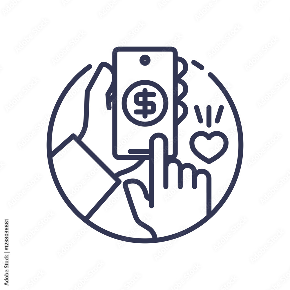 A hand holding a smartphone with a dollar sign, symbolizing mobile transactions and engagement. A hand holding a smartphone with a dollar sign, symbolizing mobile transactions and engagement.