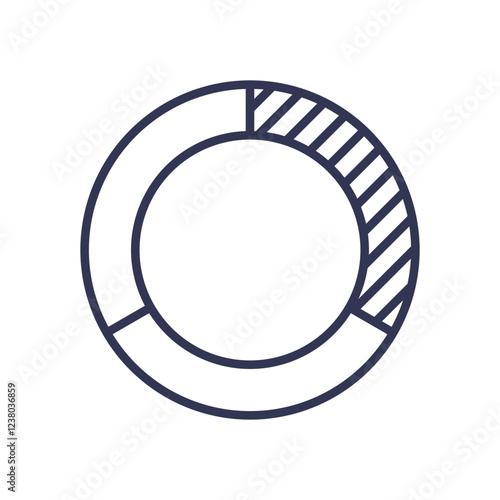 Minimalist donut chart with segmented sections, representing data distribution.