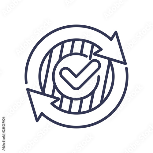Circular arrows and checkmark symbolize continuous instant verification.