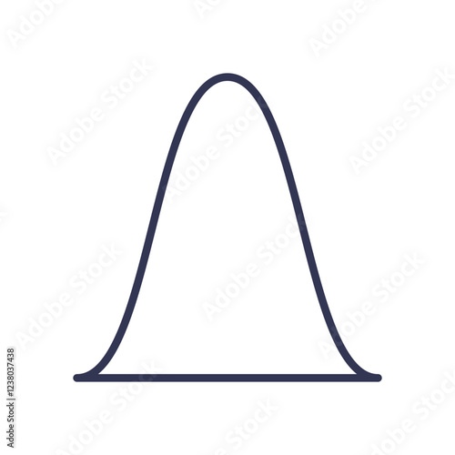 Simple bell curve line representing normal distribution in statistics.