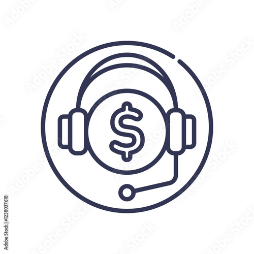 Headset with dollar sign symbolizes financial customer support.