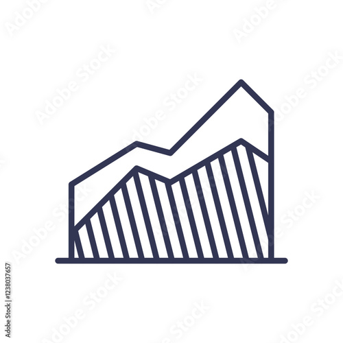 Minimalist stacked area chart icon representing data visualization and trend analysis.