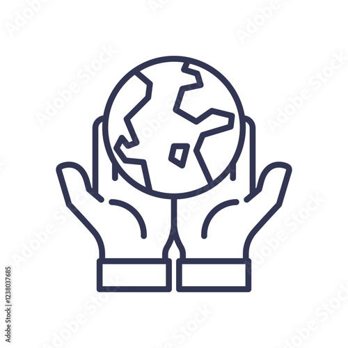Hands holding Earth symbolize global responsibility and care.