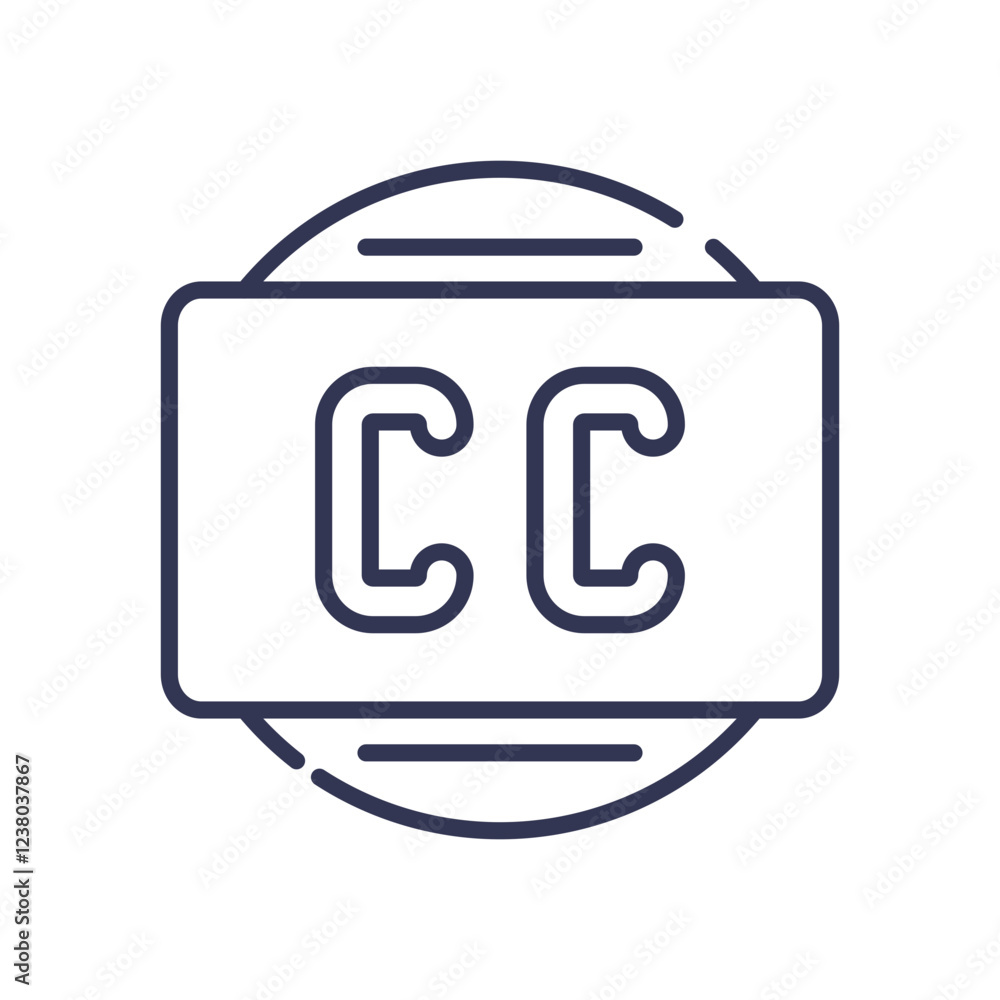 Obraz premium Minimalist CC icon symbolizing creative commons licensing.