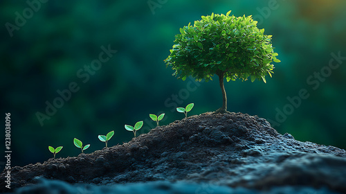 Vibrant timeline with a tree growing along it, symbolizing sustainable business growth over time timeline, growth, sustainability, high resolution AI Generative image